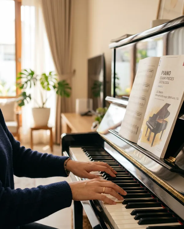 Hands playing piano